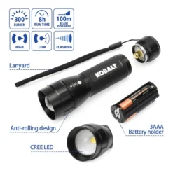 Kobalt Flashlights 300-Lumen LED Flashlight (Battery Included) 8 Kobalt Flashlights 300-Lumen LED Flashlight (Battery Included) -Kobalt Sales Store 15518068