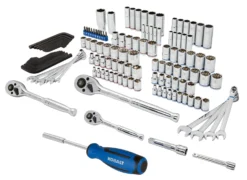 Kobalt Mechanics Tool Sets 138-Piece Standard (SAE) and Metric Combination Polished Chrome Mechanics Tool Set (1/4-in; 3/8-in) -Kobalt Sales Store 16501578 scaled
