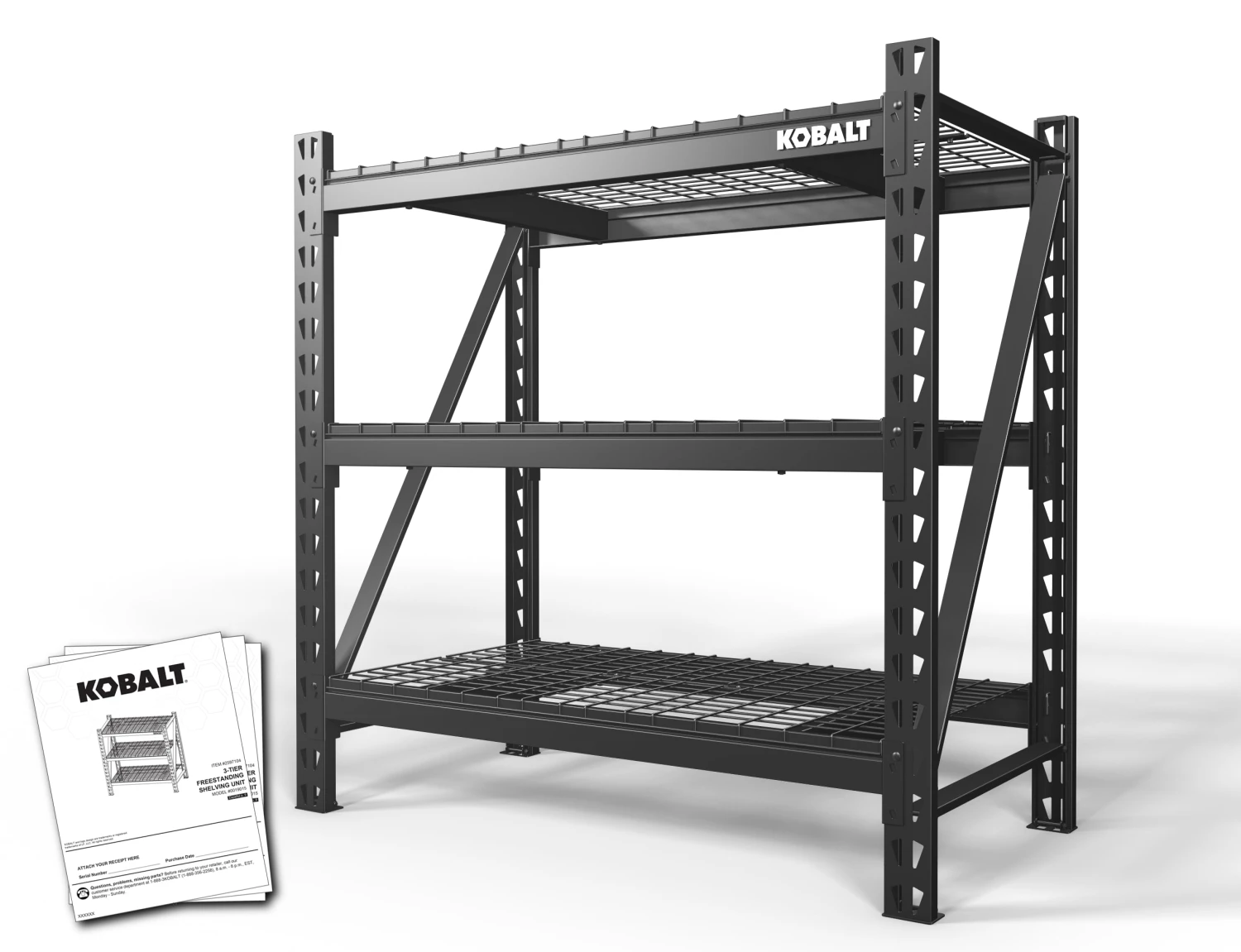 Kobalt Freestanding Shelving Units 48-in W x 24-in D x 47-in H 3-Tier Heavy Duty Steel Utility 1 Kobalt Freestanding Shelving Units 48-in W x 24-in D x 47-in H 3-Tier Heavy Duty Steel Utility