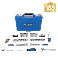 Kobalt Mechanics Tool Sets Centennial 100-Piece Standard (SAE) and Metric Combination Polished Chrome Mechanics Tool Set (1/4-in; 3/8-in)