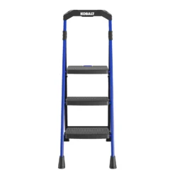 Kobalt Step Stools 3-Step 300-lb Capacity Black Steel Foldable Step Stool