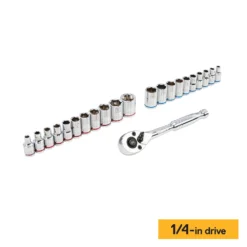 Kobalt Mechanics Tool Sets Centennial 100-Piece Standard (SAE) and Metric Combination Polished Chrome Mechanics Tool Set (1/4-in; 3/8-in) -Kobalt Sales Store 40333059