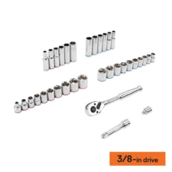 Kobalt Mechanics Tool Sets Centennial 100-Piece Standard (SAE) and Metric Combination Polished Chrome Mechanics Tool Set (1/4-in; 3/8-in) -Kobalt Sales Store 40333065