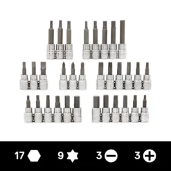 Kobalt Driver Sockets & Sets 42-Piece 3/8-in Drive Set Hex; Torx; Phillips; Flathead Bit Standard (SAE) and Metric Combination Driver Socket Set 15 Kobalt Driver Sockets & Sets 42-Piece 3/8-in Drive Set Hex; Torx; Phillips; Flathead Bit Standard (SAE) and Metric Combination Driver Socket Set -Kobalt Sales Store 42143243