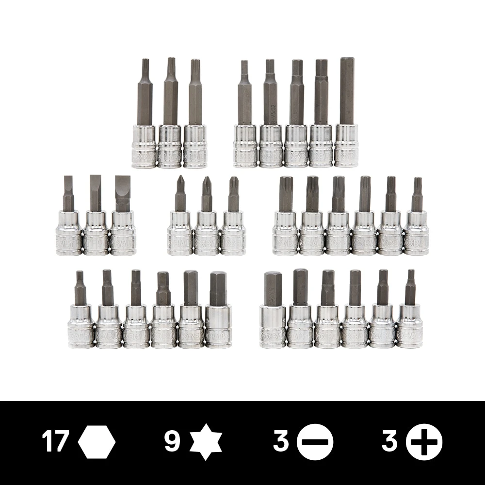 Kobalt Driver Sockets & Sets 42-Piece 3/8-in Drive Set Hex; Torx; Phillips; Flathead Bit Standard (SAE) and Metric Combination Driver Socket Set 7 Kobalt Driver Sockets & Sets 42-Piece 3/8-in Drive Set Hex; Torx; Phillips; Flathead Bit Standard (SAE) and Metric Combination Driver Socket Set - Image 7