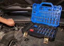 Kobalt Mechanics Tool Sets Centennial 100-Piece Standard (SAE) and Metric Combination Polished Chrome Mechanics Tool Set (1/4-in; 3/8-in) -Kobalt Sales Store 42394149 scaled