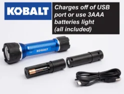 Kobalt Flashlights 350-Lumen LED Rechargeable Flashlight -Kobalt Sales Store 45365867 scaled